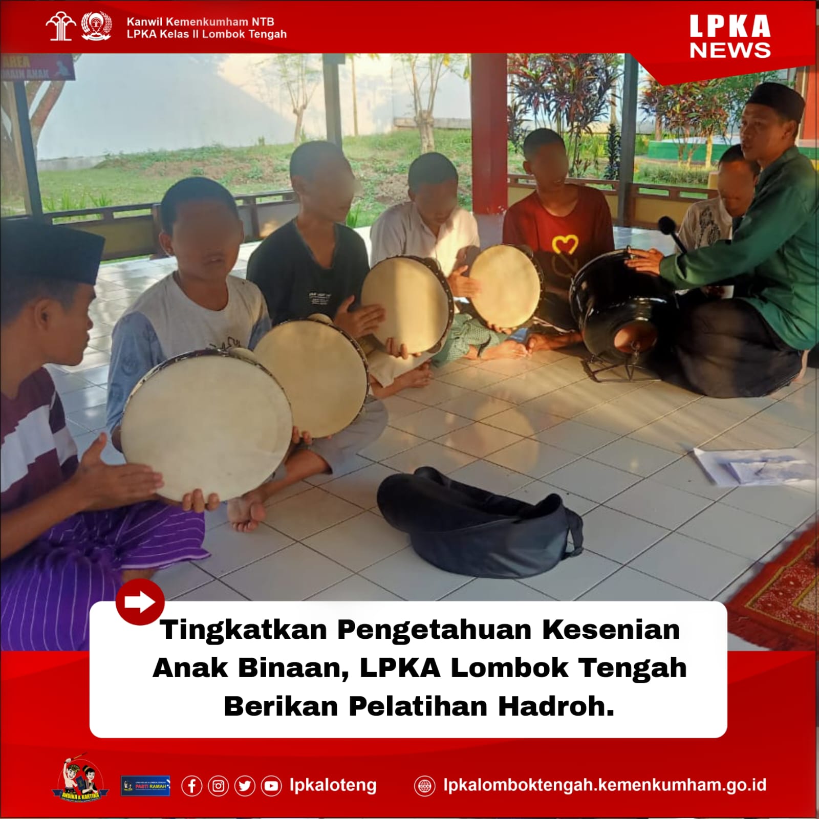 Tingkatkan Pengetahuan Kesenian Anak Binaan, LPKA Lombok Tengah Berikan Pelatihan Hadroh.